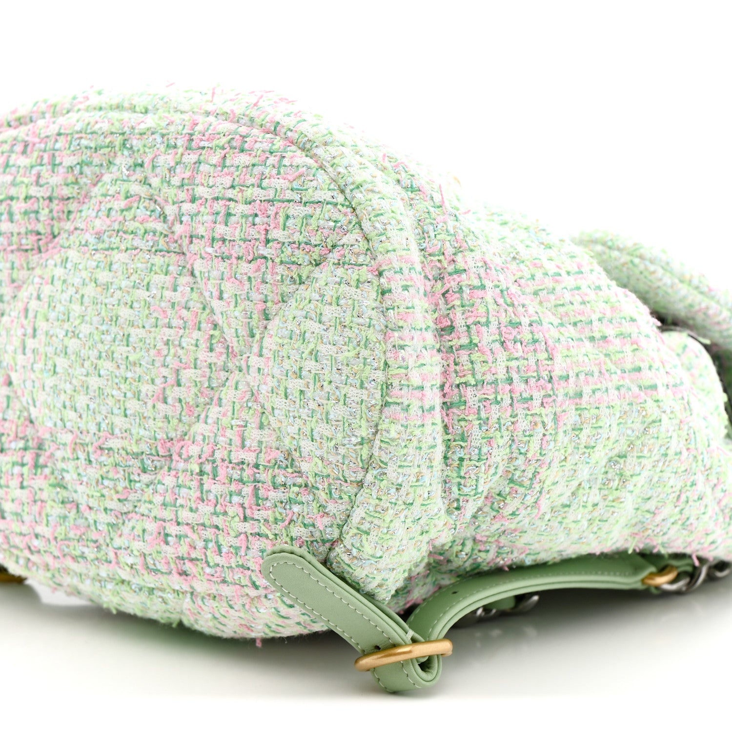 Chanel Tweed Quilted Chanel 19 Backpack Green Pink 10 of 10