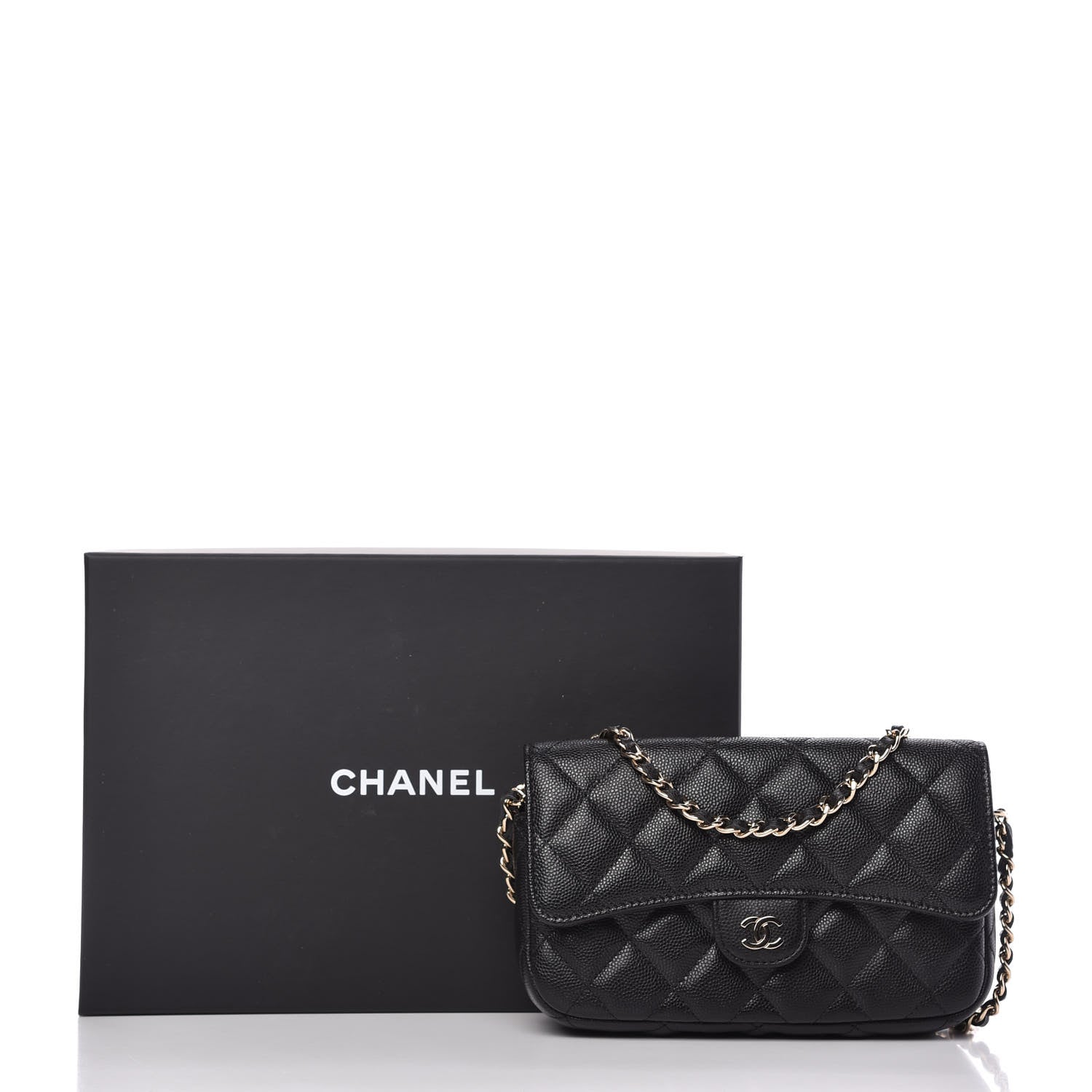 Chanel Caviar Quilted Flap Phone Holder With Chain Black 12 of 12