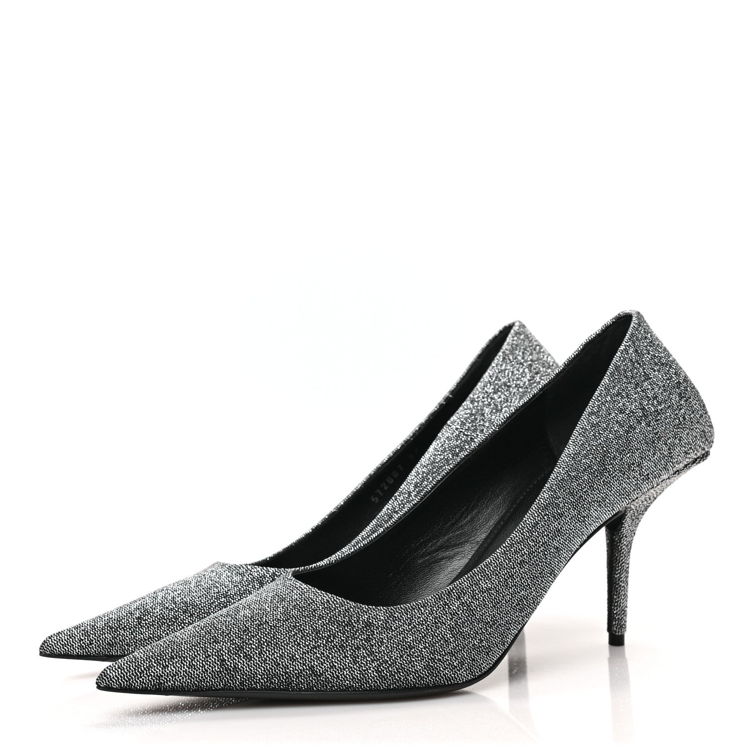 Balenciaga Shiny Fabric Square Knife 80mm Pumps 39 Silver 3 of 8