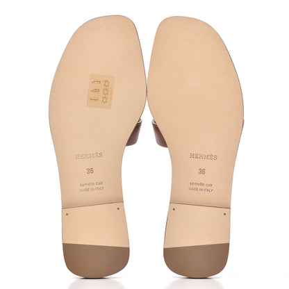 Hermes Box Calfskin Oran Sandals 36 Gold 5 of 9