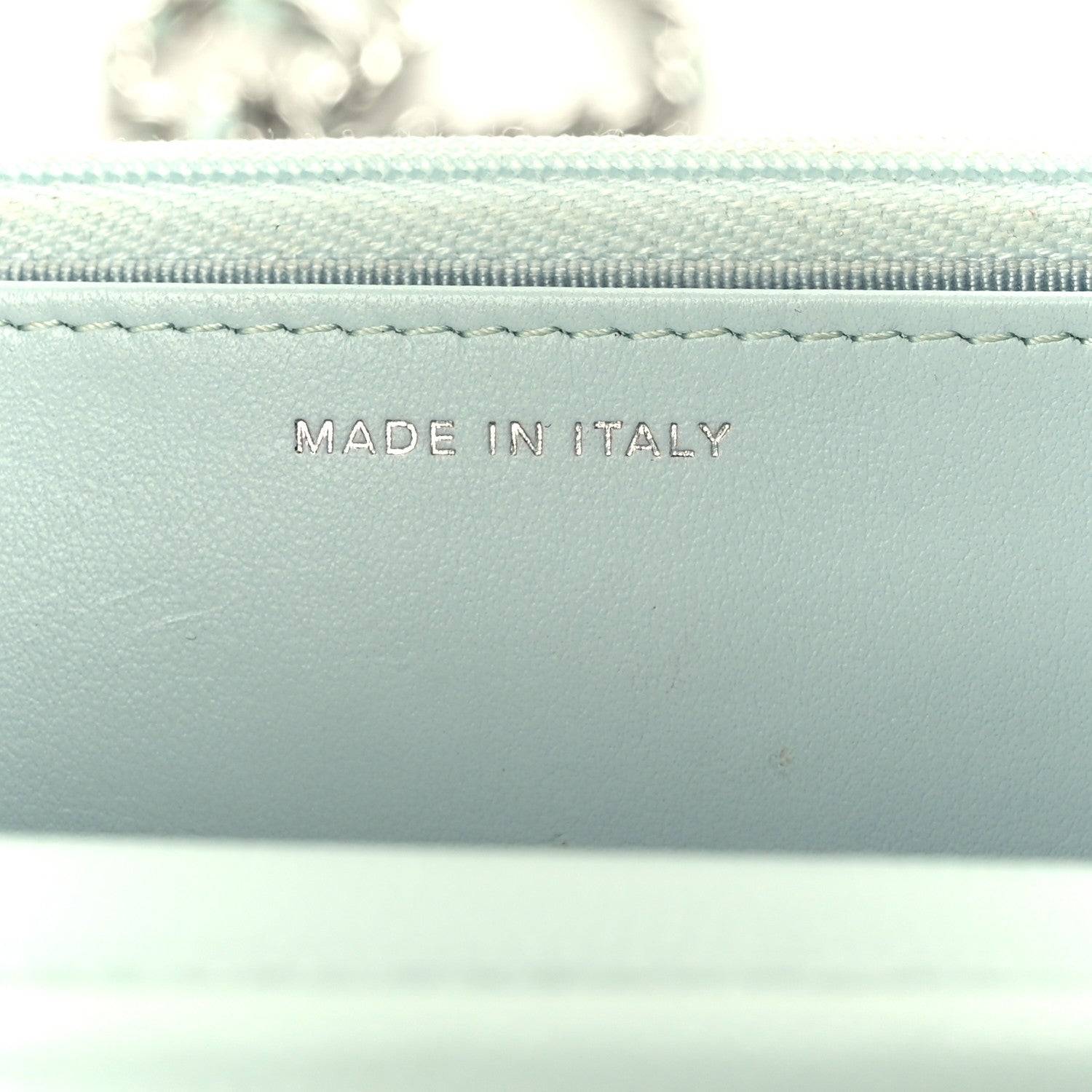 Chanel Caviar Quilted Wallet on Chain WOC Light Blue 13 of 23