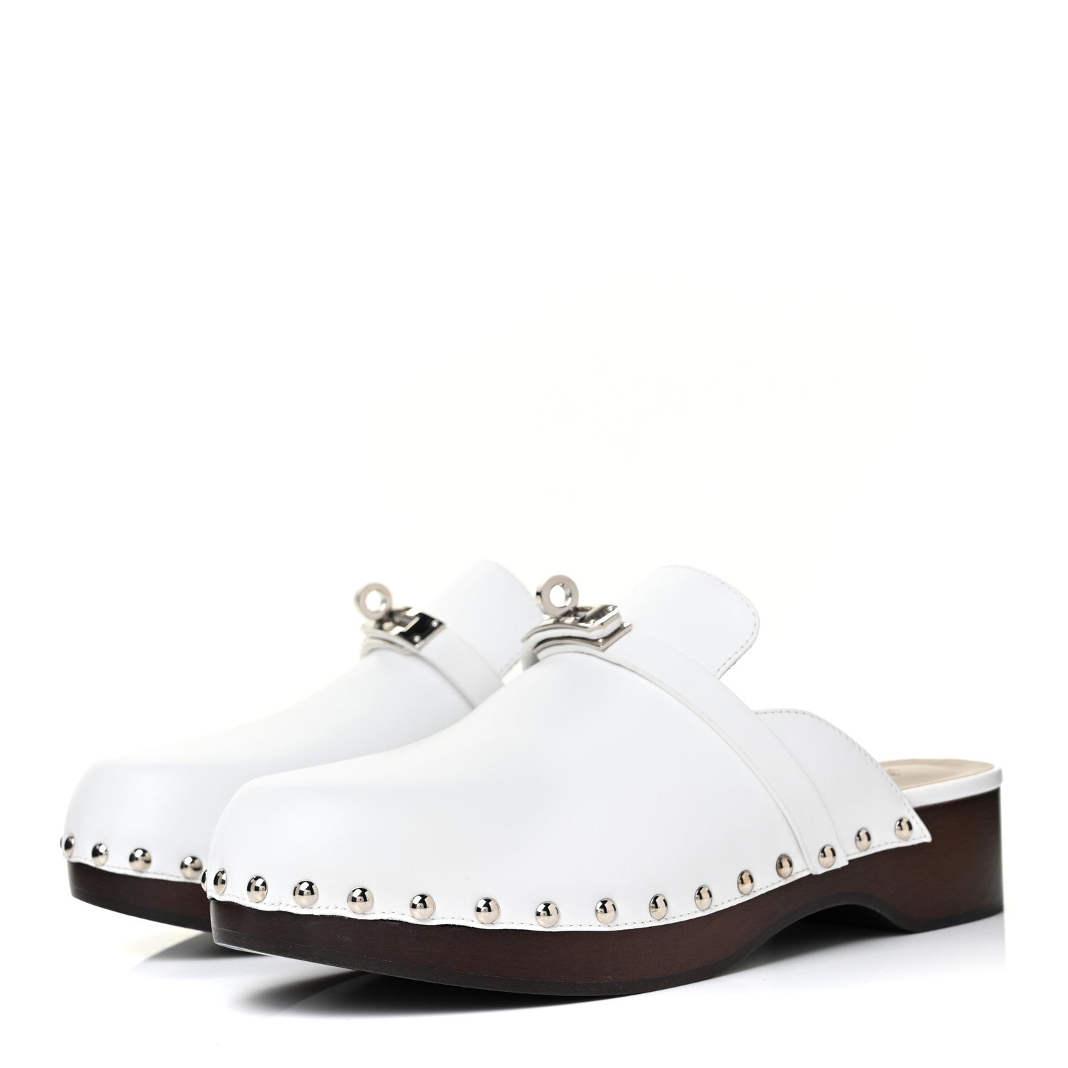 Hermes Calfskin Calya Mules 38 White 3 of 7