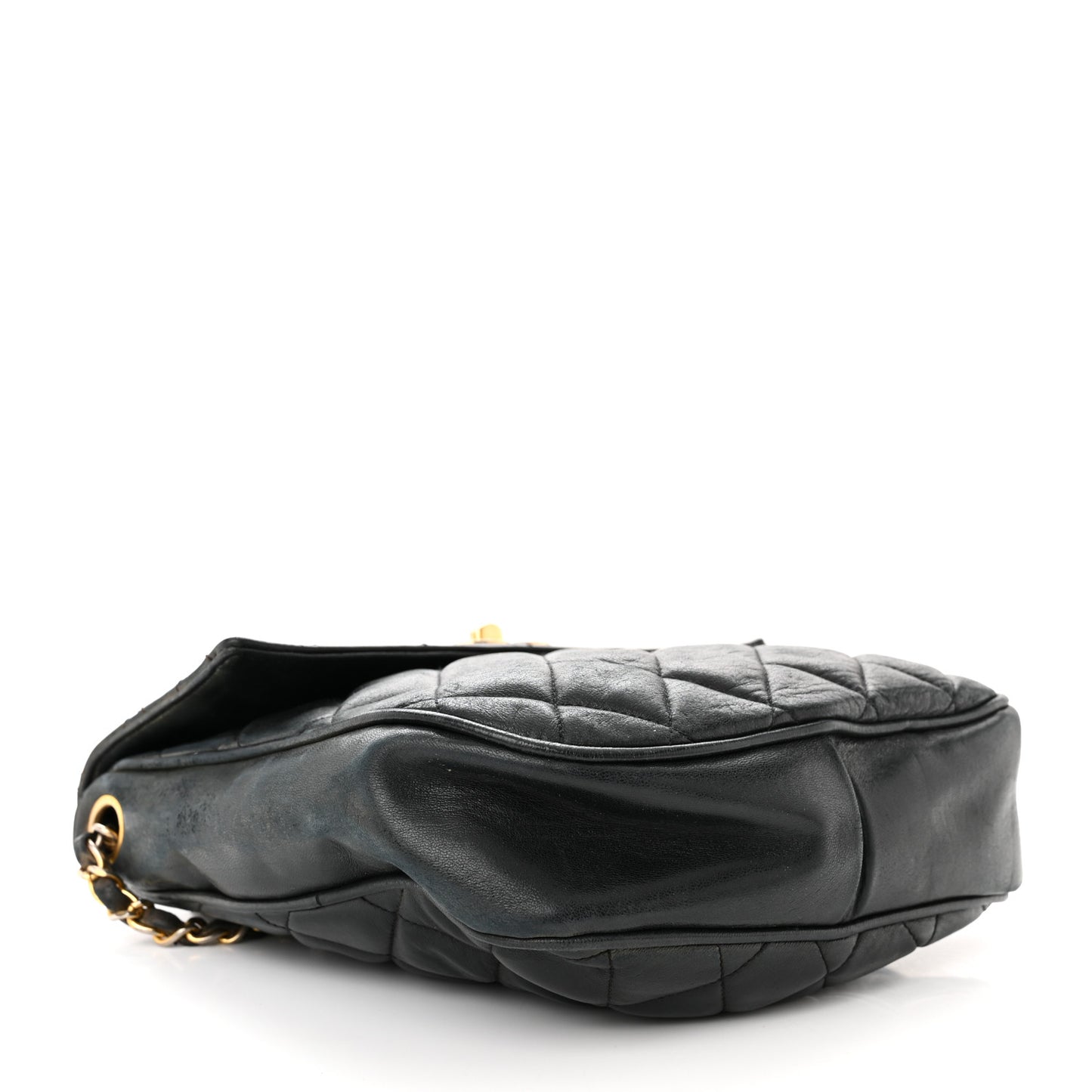 Lambskin Quilted Mini Flap Shoulder Bag Black