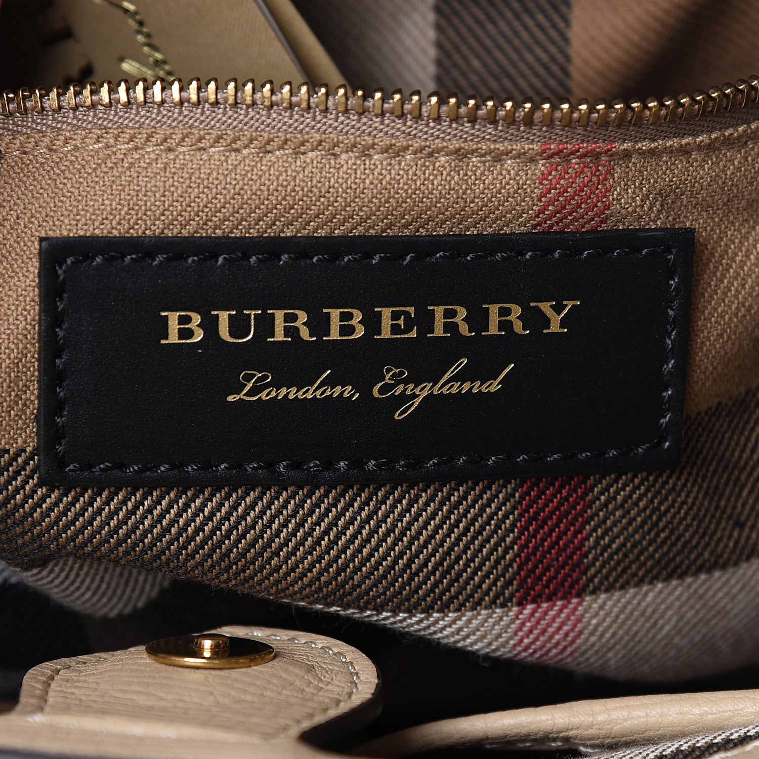 Burberry Calfskin Broguing Small Banner Tote Chino Multicolor 6 of 17