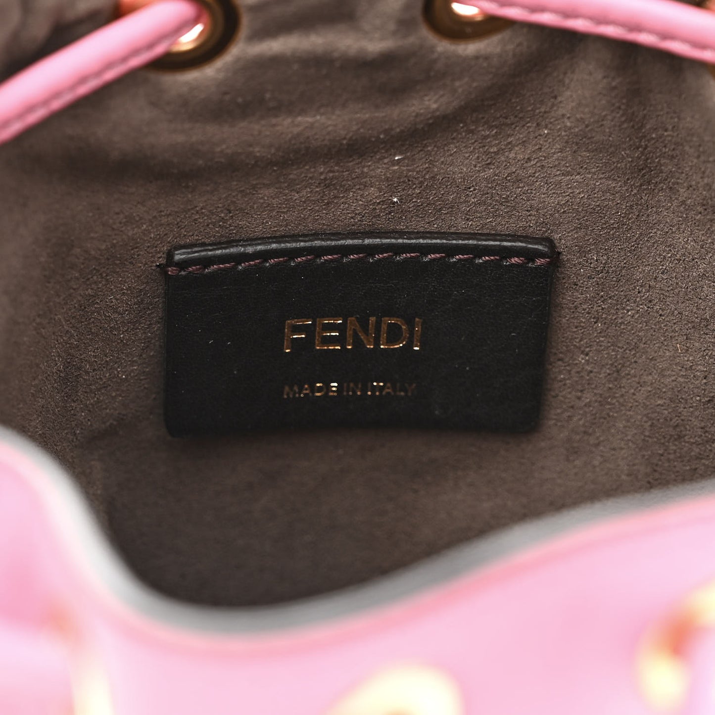 Raffia Vitello Seta F is Fendi Pequin Gingham Woven Mini Mon Tresor Bucket Bag Military Rosa Lollypop