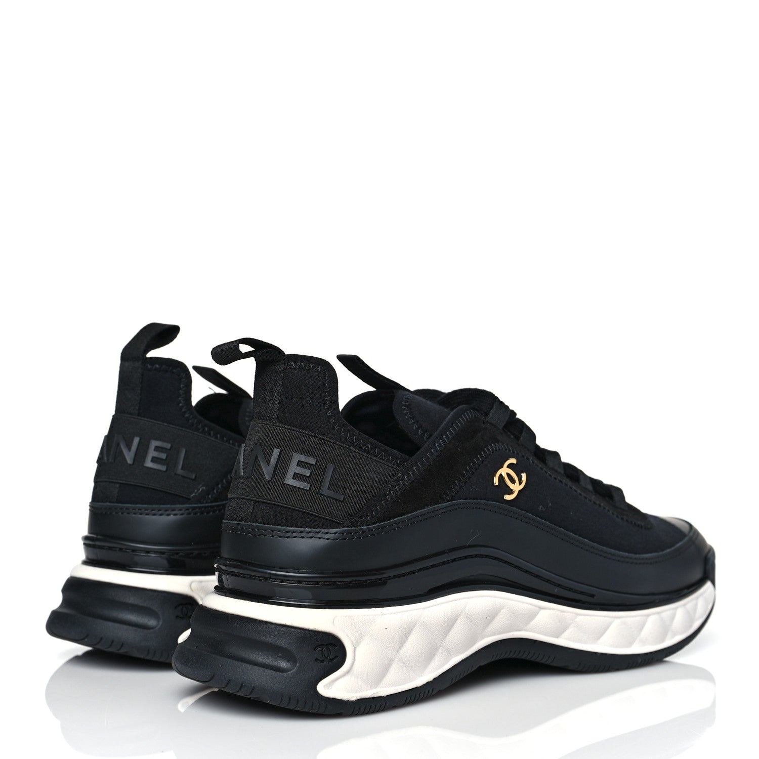 Chanel Velvet Calfskin Mixed Fibers CC Sneakers 39.5 Black 4 of 9