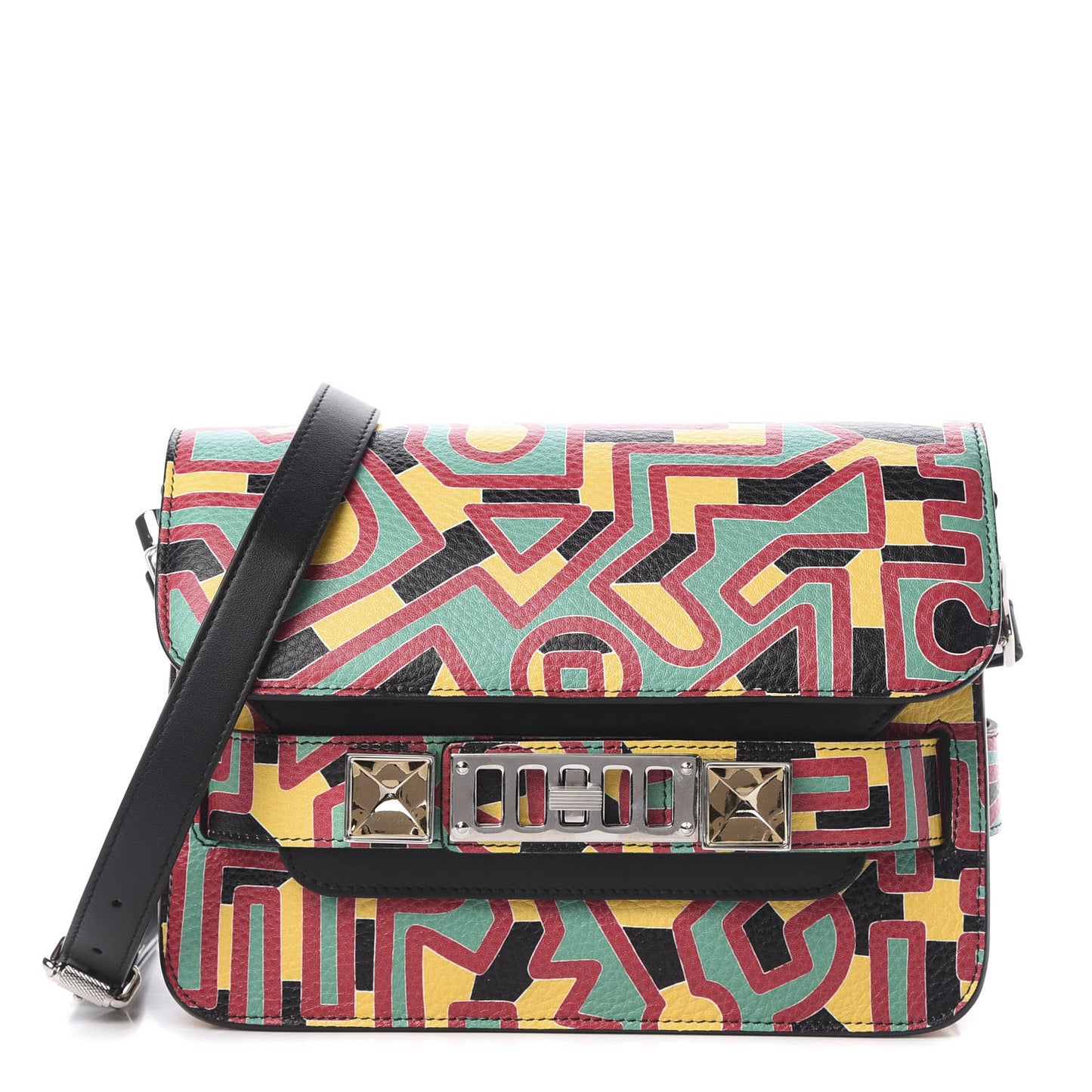 Calfskin Keith Haring Print Mini PS11 Classic Shoulder Bag Black Multicolor