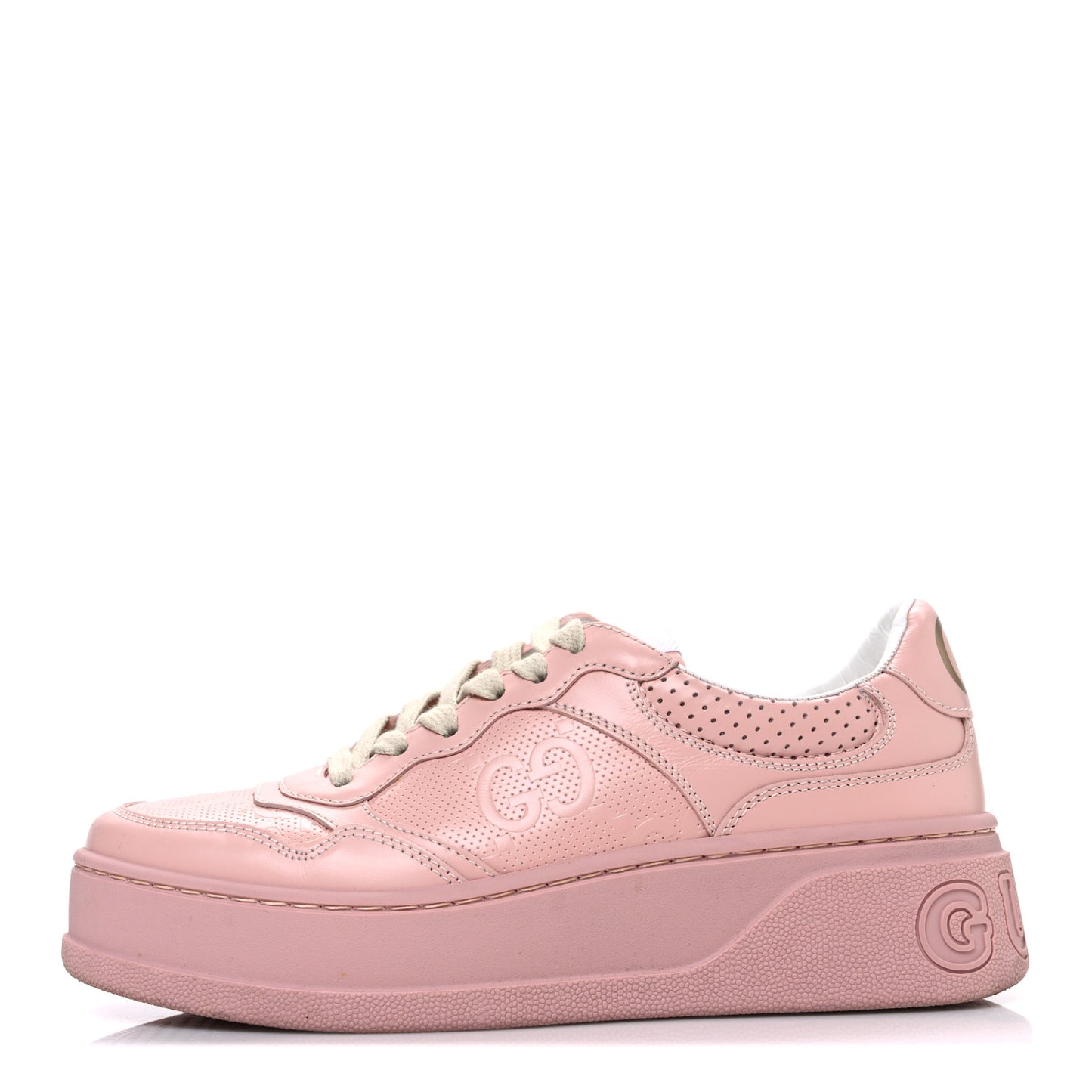 Calfskin GG Tennis Embossed Womens Platform 55mm Sneakers 35 Powder Pink