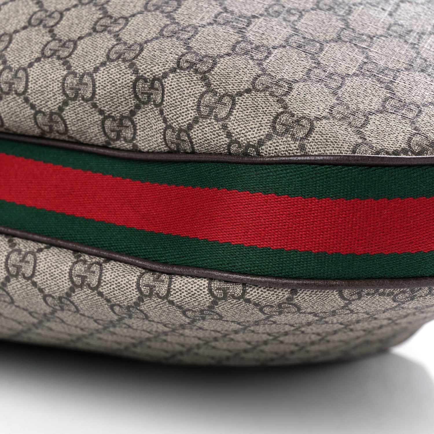 Gucci GG Supreme Monogram Textured Calfskin Web Large Attache Messenger Bag Beige Ebony New Acero 9 of 10