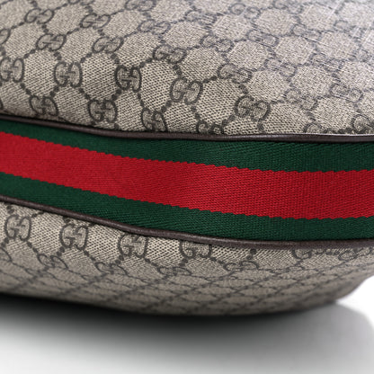 Gucci GG Supreme Monogram Textured Calfskin Web Large Attache Messenger Bag Beige Ebony New Acero 9 of 10