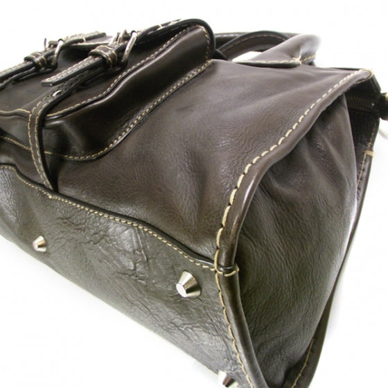 Calfskin Edith Satchel Brown