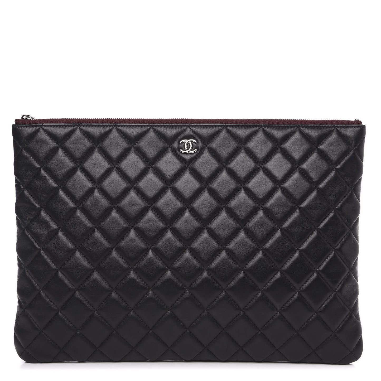 Lambskin Quilted Large Cosmetic Case Black
