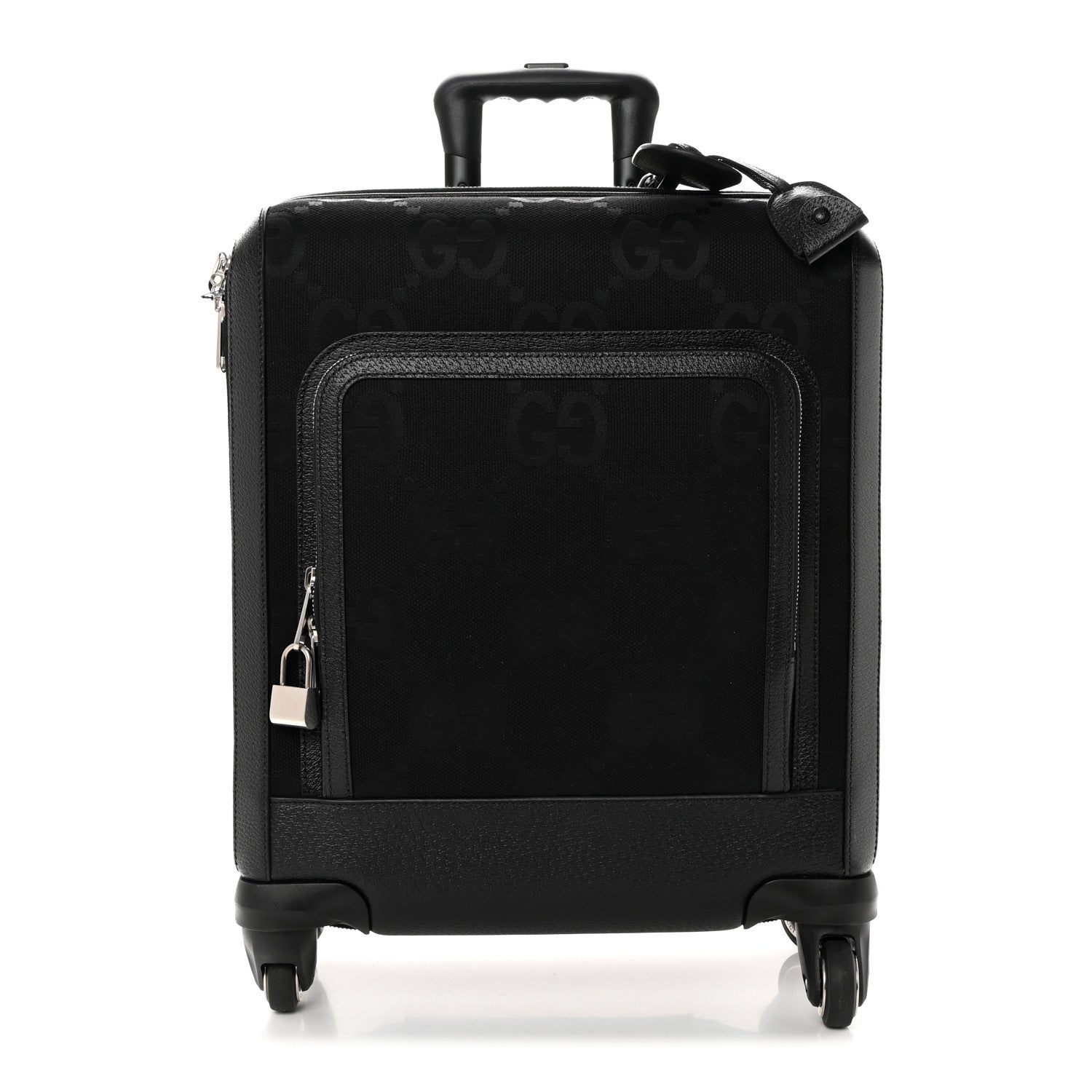 Gucci Monogram Jumbo GG Textured Dollar Calfskin Small Carry On Trolley Black 1 of 12