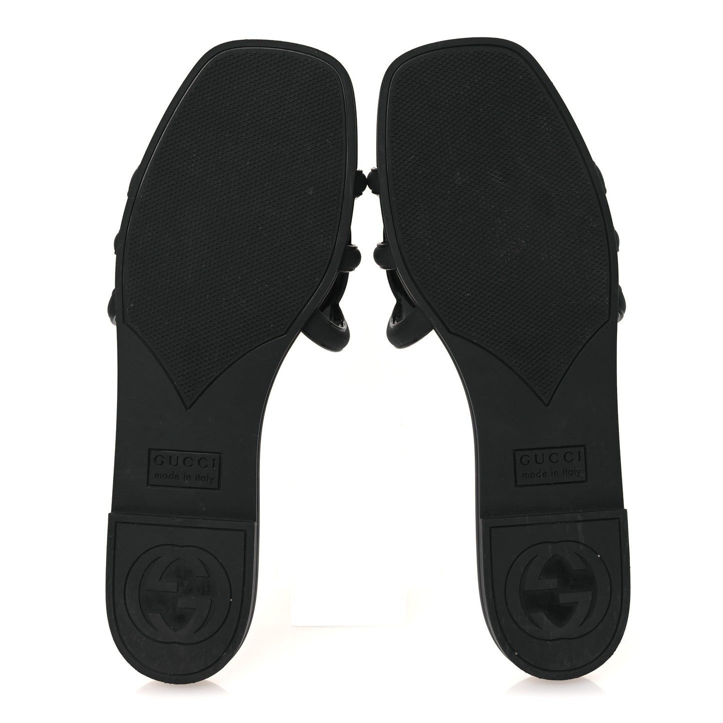 Rubber Interlocking G Womens Slide Sandals 38 Black