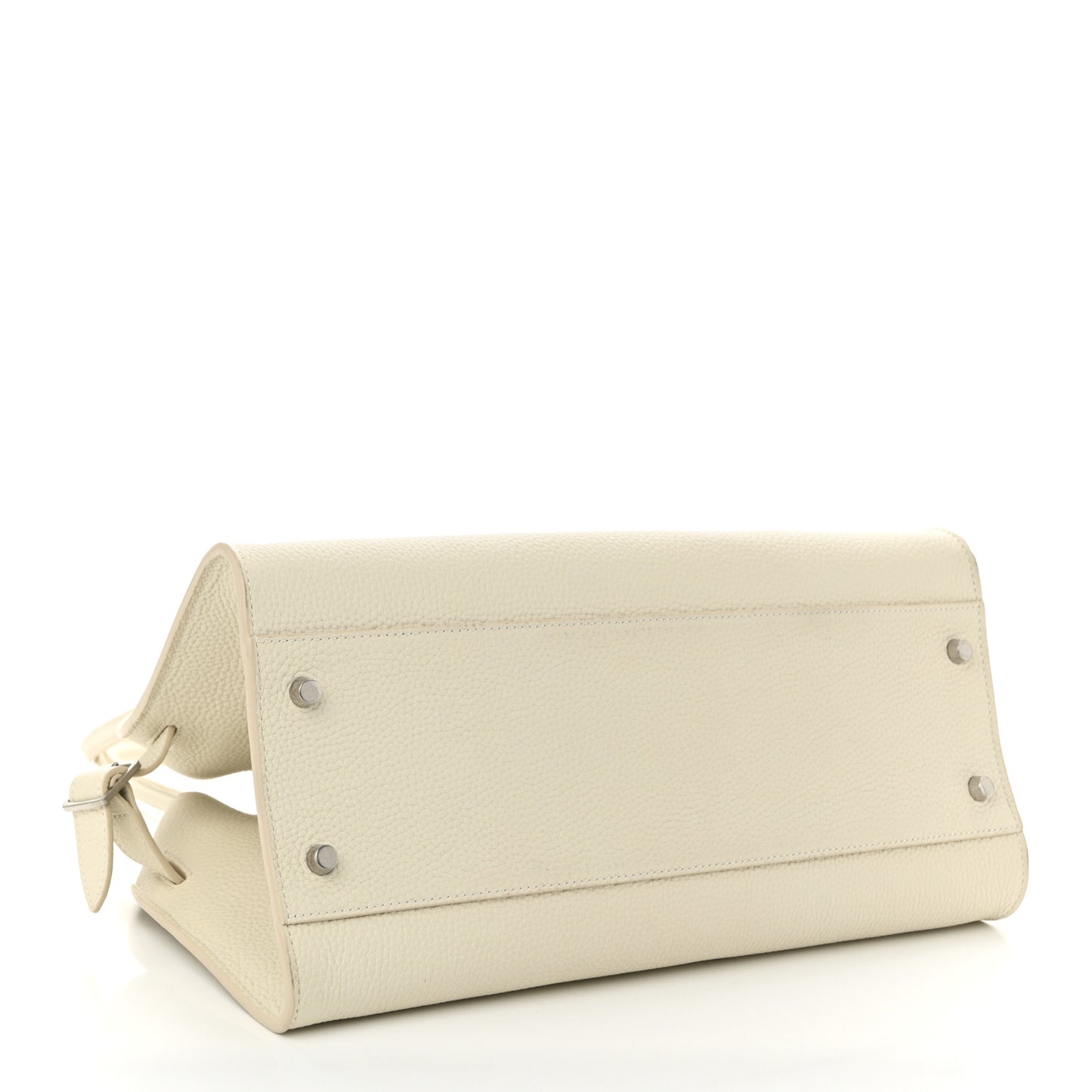 Matte Grained Calfskin Margaux Shoulder 12 White