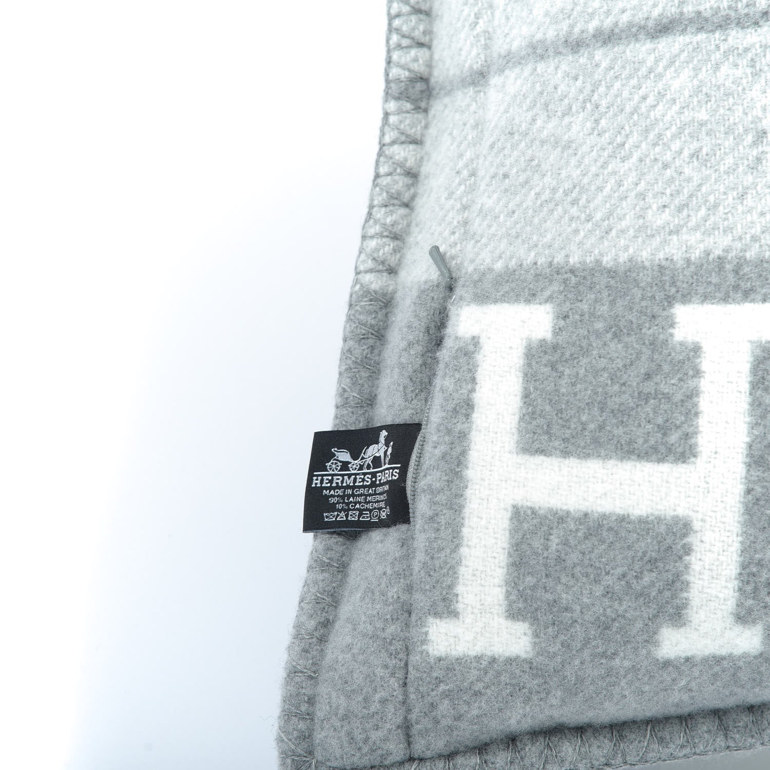 Hermes Wool Cashmere Avalon III Pillow PM Ecru Gris Clair 2 of 3