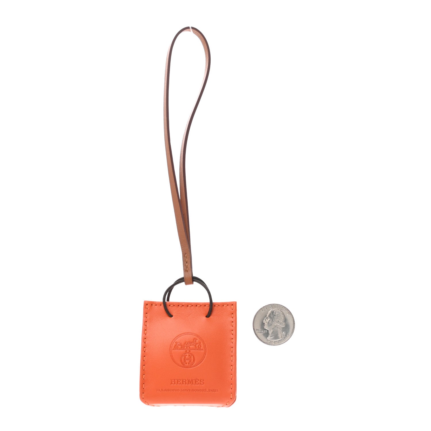 Hermes Milo Lambskin Swift Shopping Bag Charm Feu Gold 2 of 3