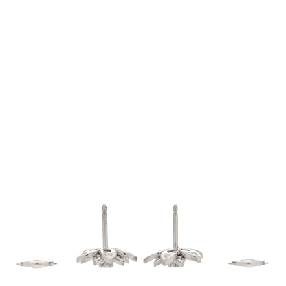 Van Cleef & Arpels 18K White Gold Diamond Mini Lotus Openwork Earrings 3 of 4