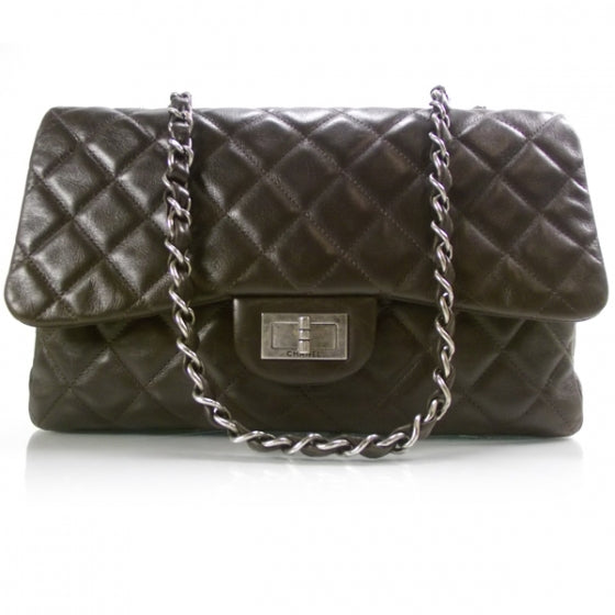 Washed Lambskin Hybrid Jumbo Flap Dark Brown