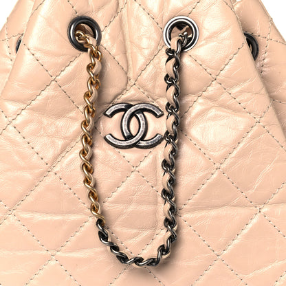 Chanel Aged Calfskin Quilted Small Gabrielle Backpack Beige Black 8 of 12