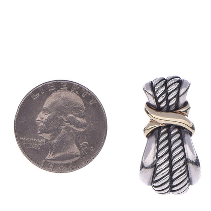 David Yurman Sterling Silver 14K Yellow Gold Classic Wheat Earrings 2 of 6