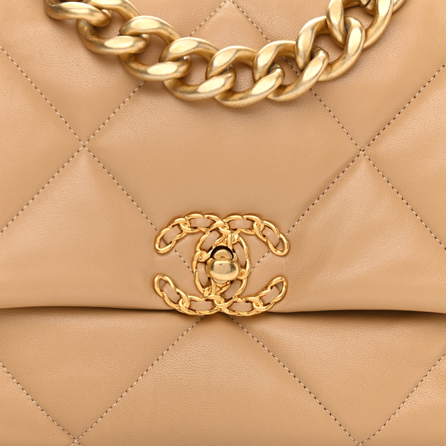 Chanel Goatskin Quilted Large Chanel 19 Flap Beige 8 of 10