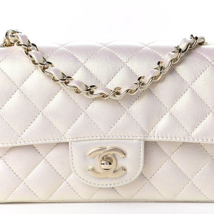 Chanel Iridescent Lambskin Quilted Mini Rectangular Flap Ivory 10 of 11