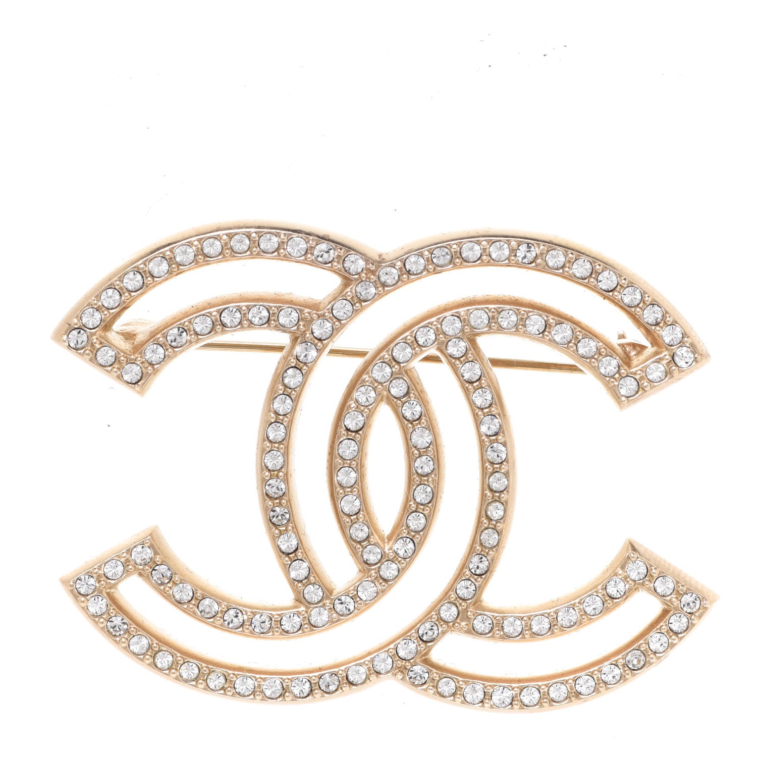 Chanel Crystal CC Brooch Light Gold 1 of 5