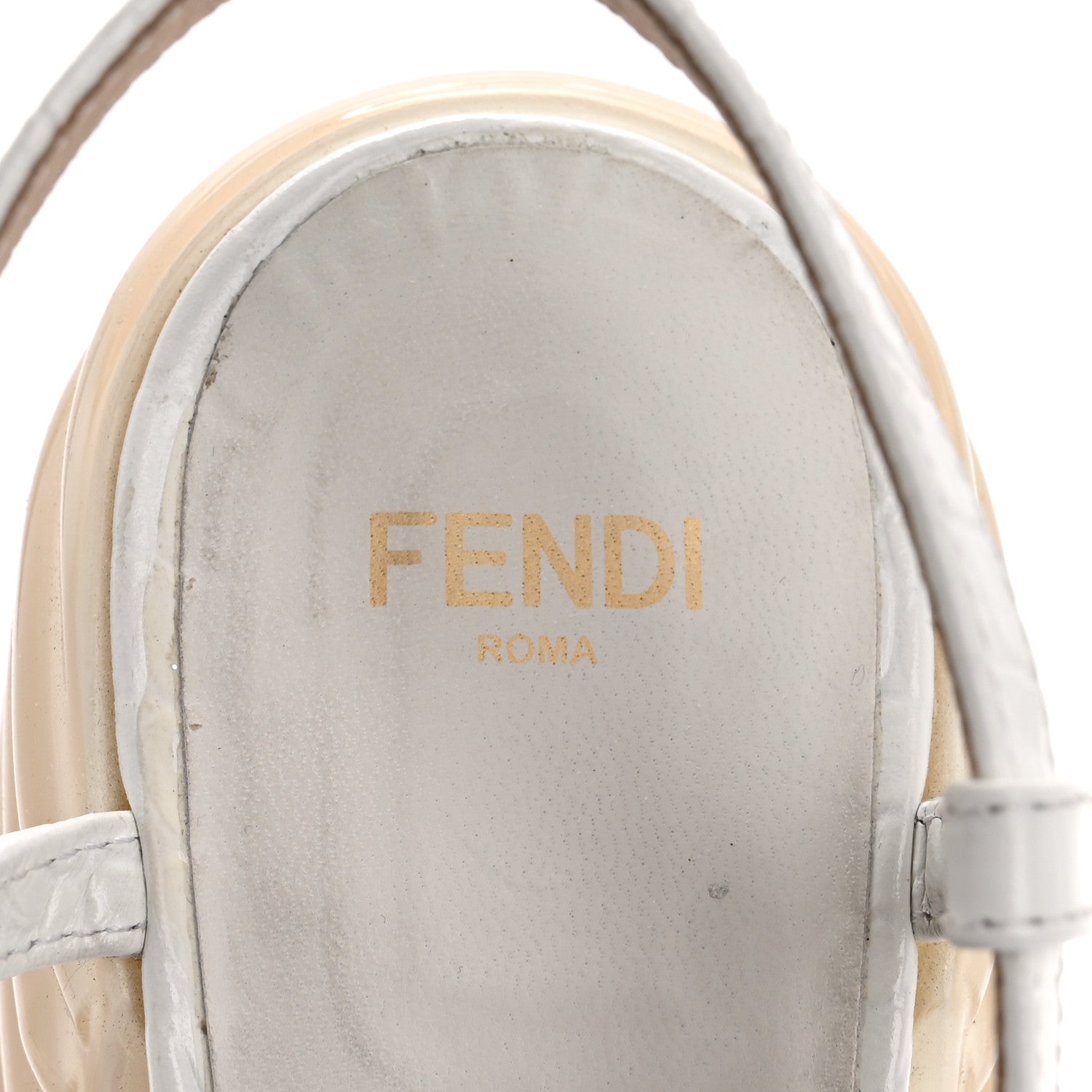Fendi Calfskin Crocodile Embossed Promenade Slingback Loafer Pumps 36.5 White 8 of 13