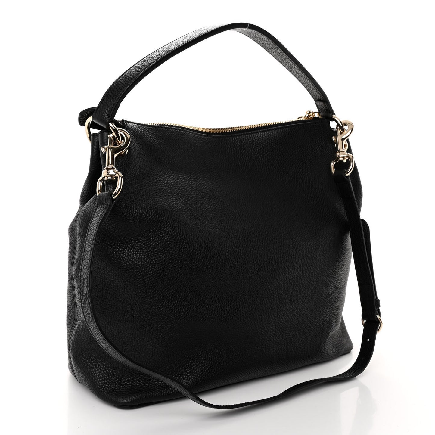 Pebbled Calfskin Large Soho Hobo Black