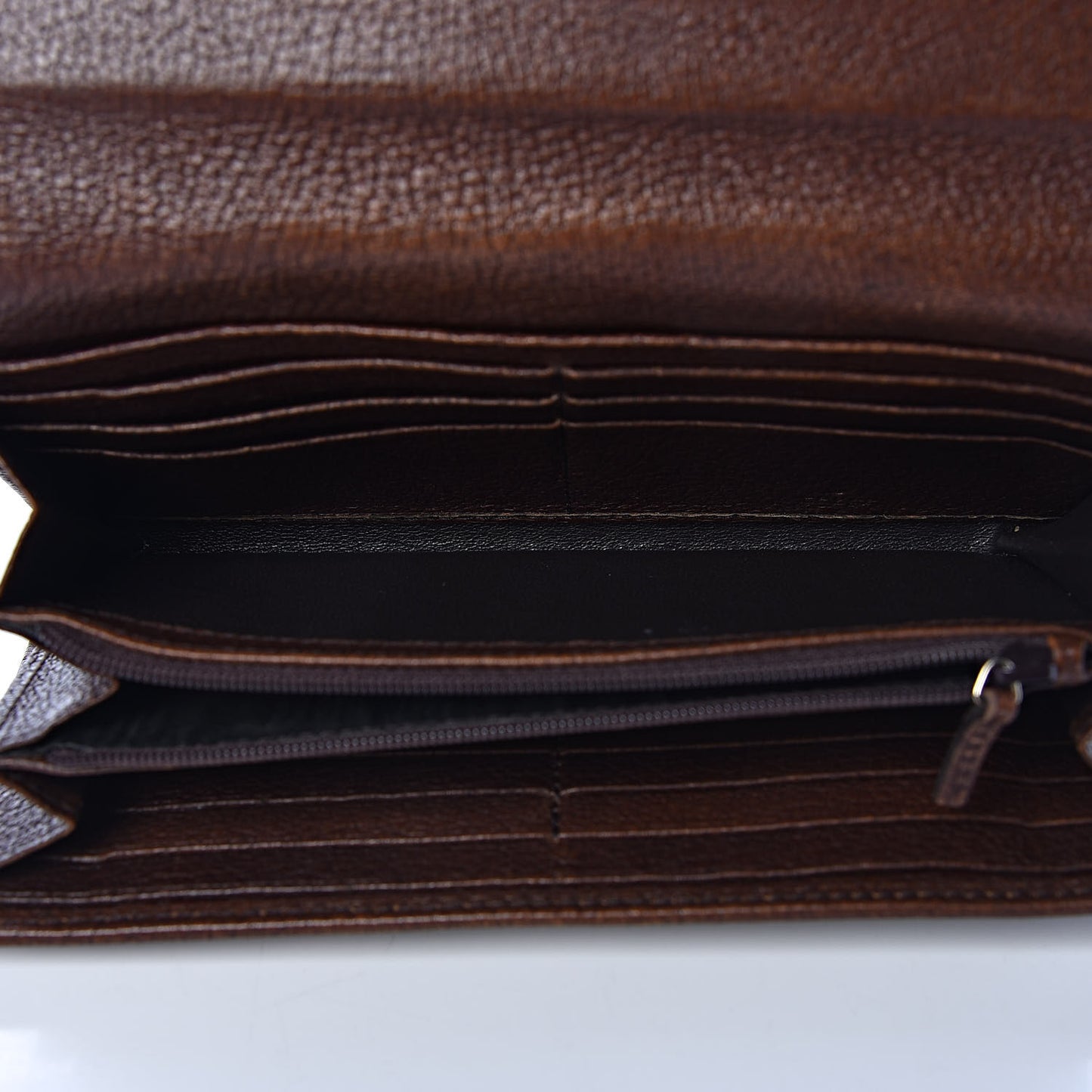 Calfskin Web Flap Wallet Brown