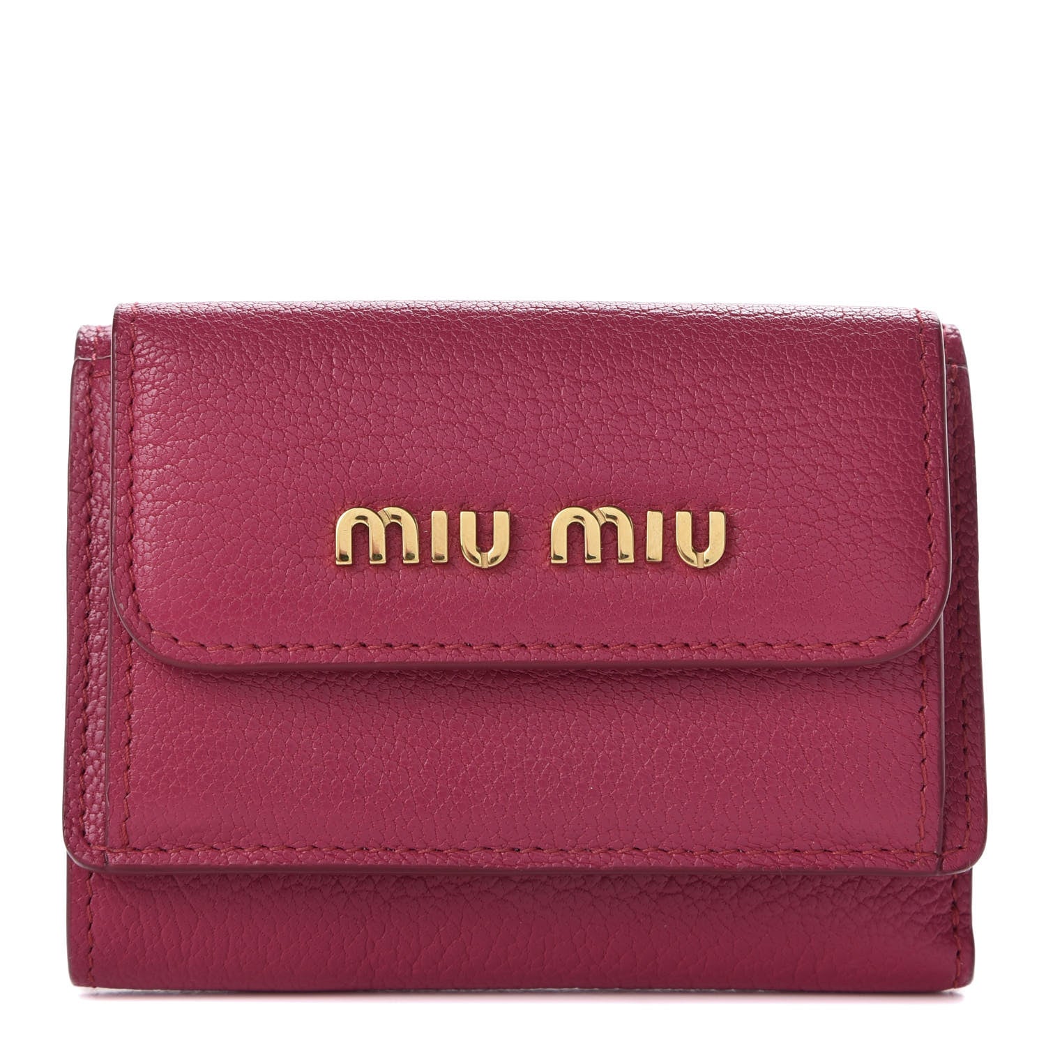 Miu Miu Goatskin Madras Flap Wallet Peonia 1 of 7