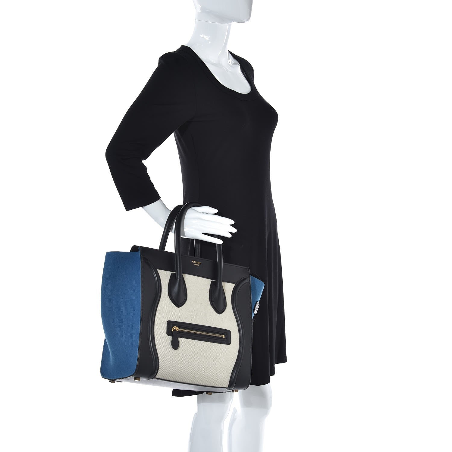 Celine Canvas Smooth Calfskin Mini Tri-Color Luggage Royal 2 of 7