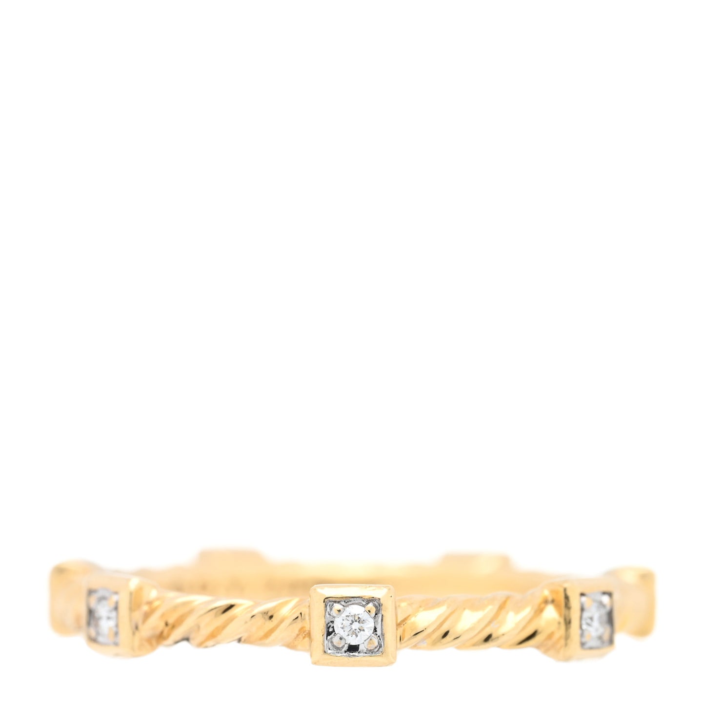 18K Yellow Gold Diamond Cable Collectibles Stack Ring 51 5.75