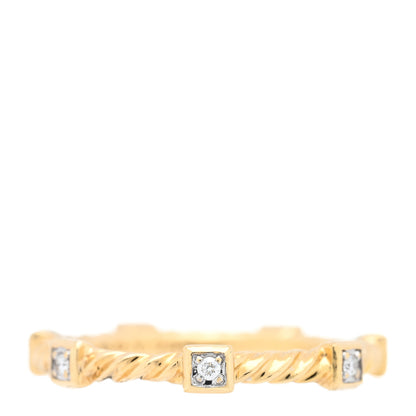 David Yurman 18K Yellow Gold Diamond Cable Collectibles Stack Ring 51 5.75 1 of 5