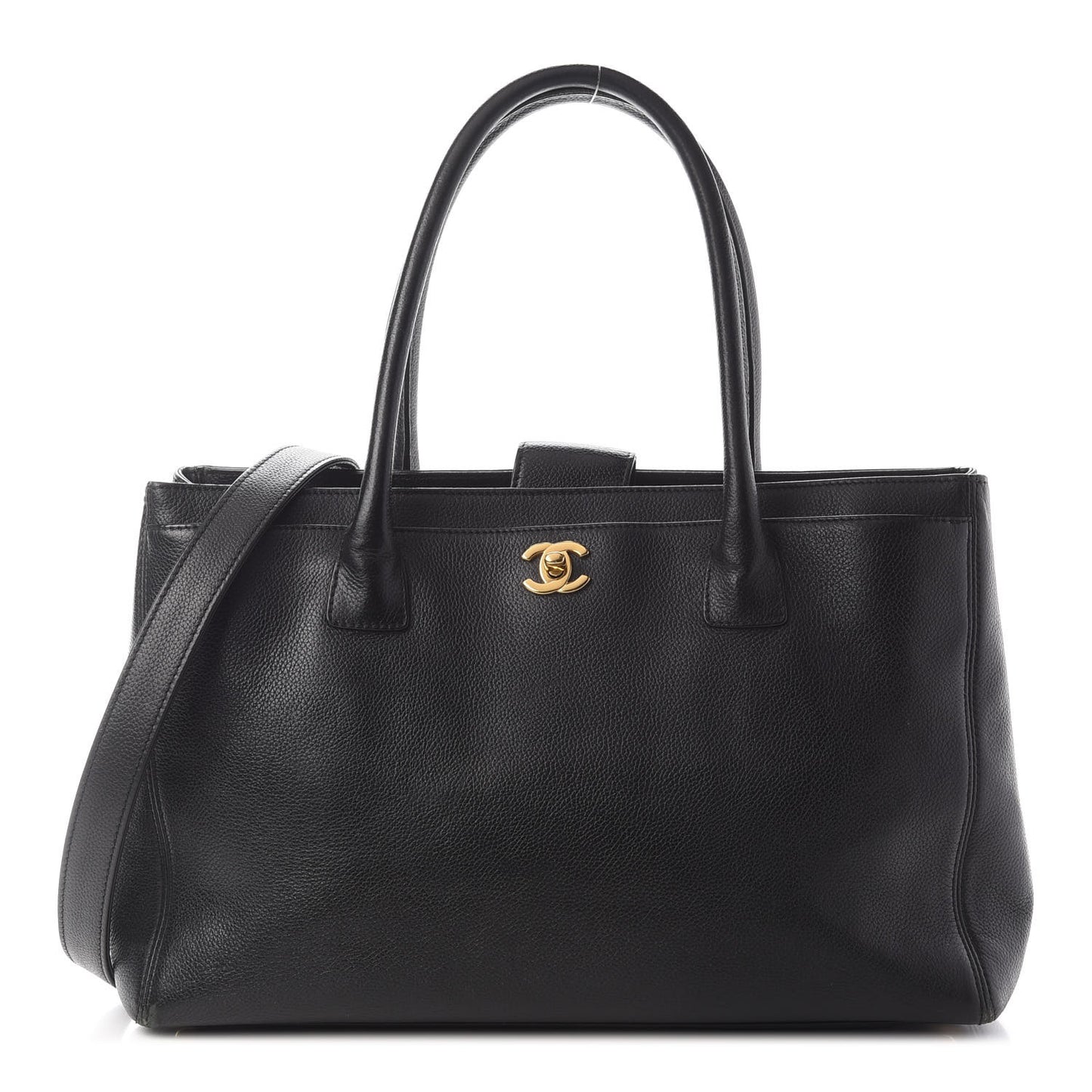 Calfskin Cerf Executive Shopper Tote Black