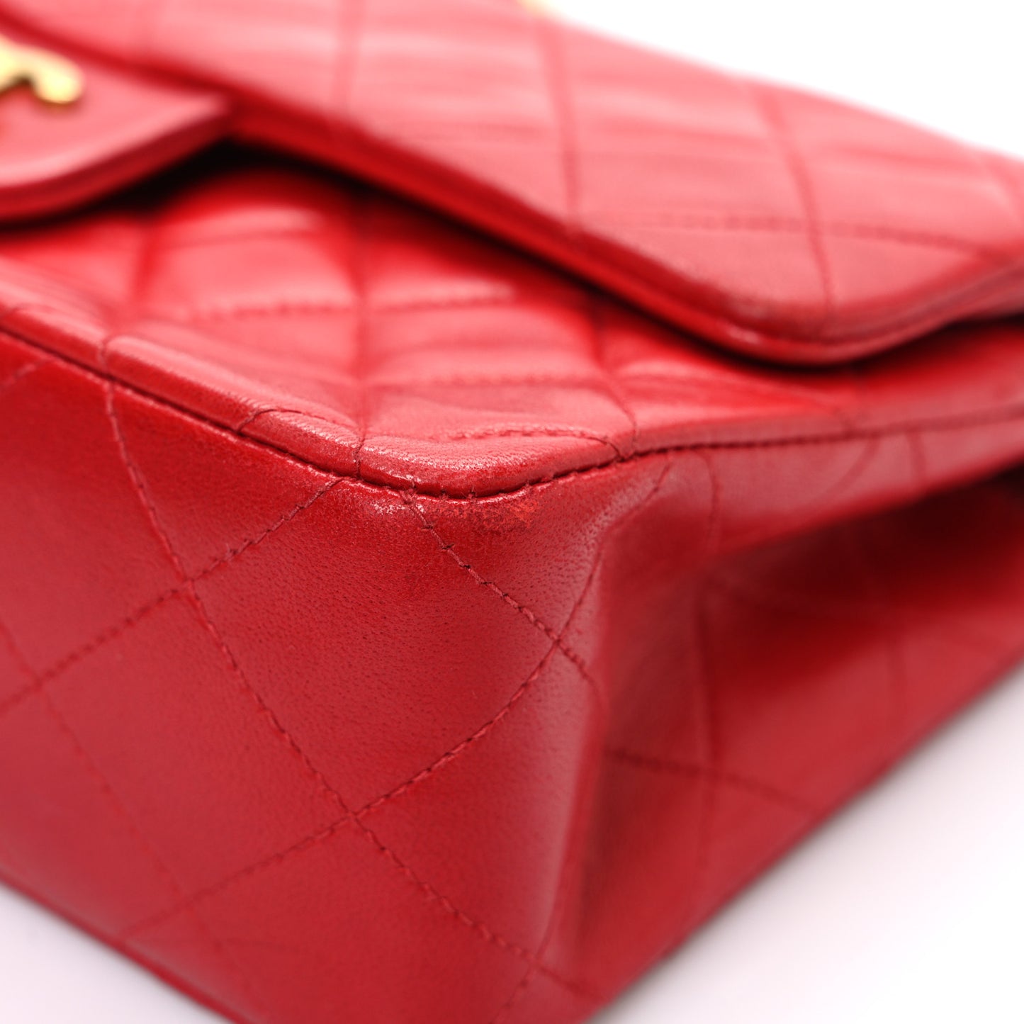Lambskin Quilted Small Double Flap Red