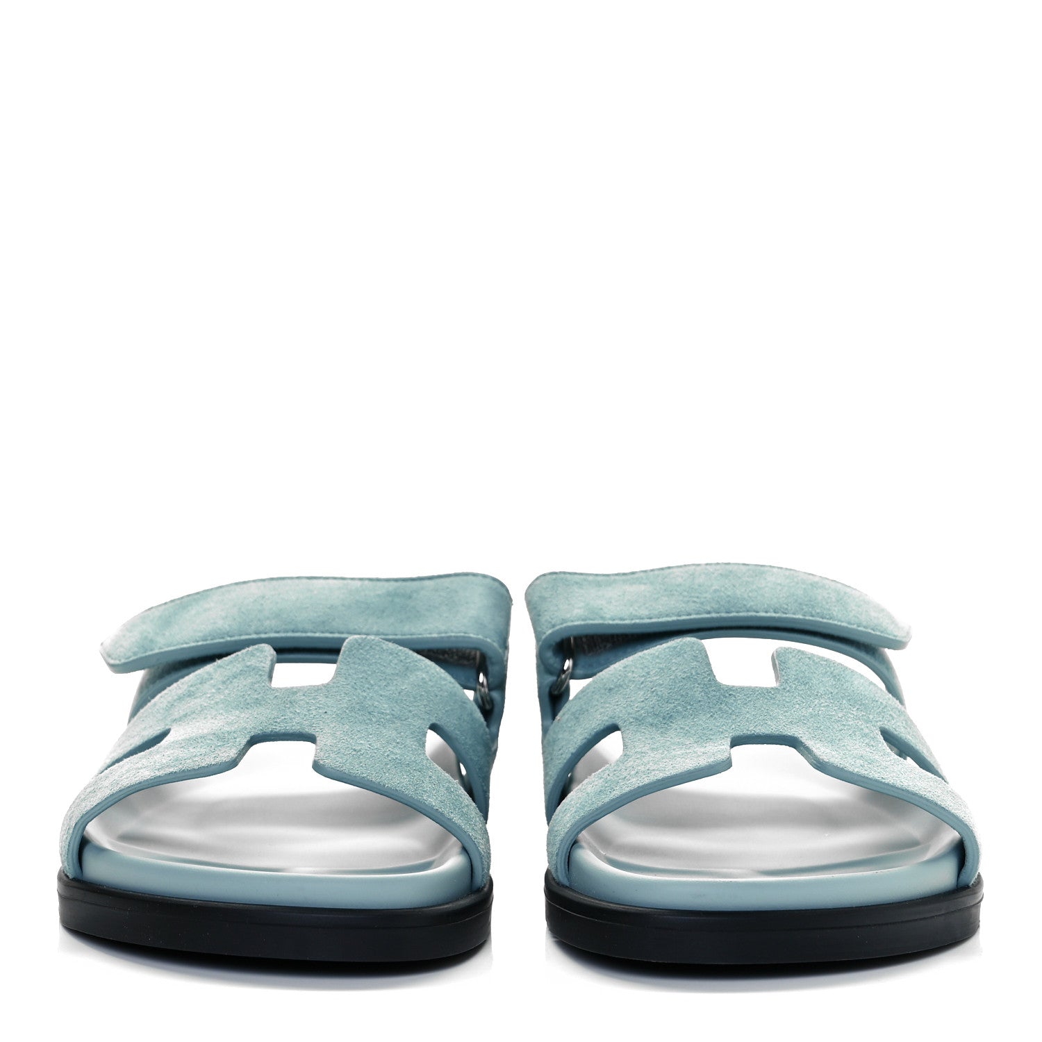 Hermes Suede Goatskin Womens Chypre Sandals 39 Vert d'eau 2 of 9