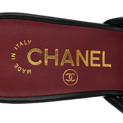 Chanel Mesh Cotton Lambskin Coco Beach Mules 36 Black 8 of 9
