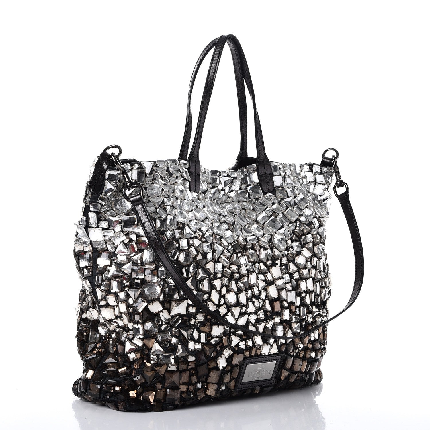 Valentino Garavani Vitello Crystal Ombre Tote Black 4 of 11