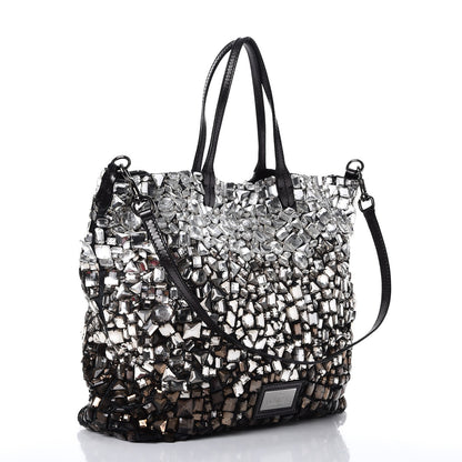 Valentino Garavani Vitello Crystal Ombre Tote Black 4 of 11