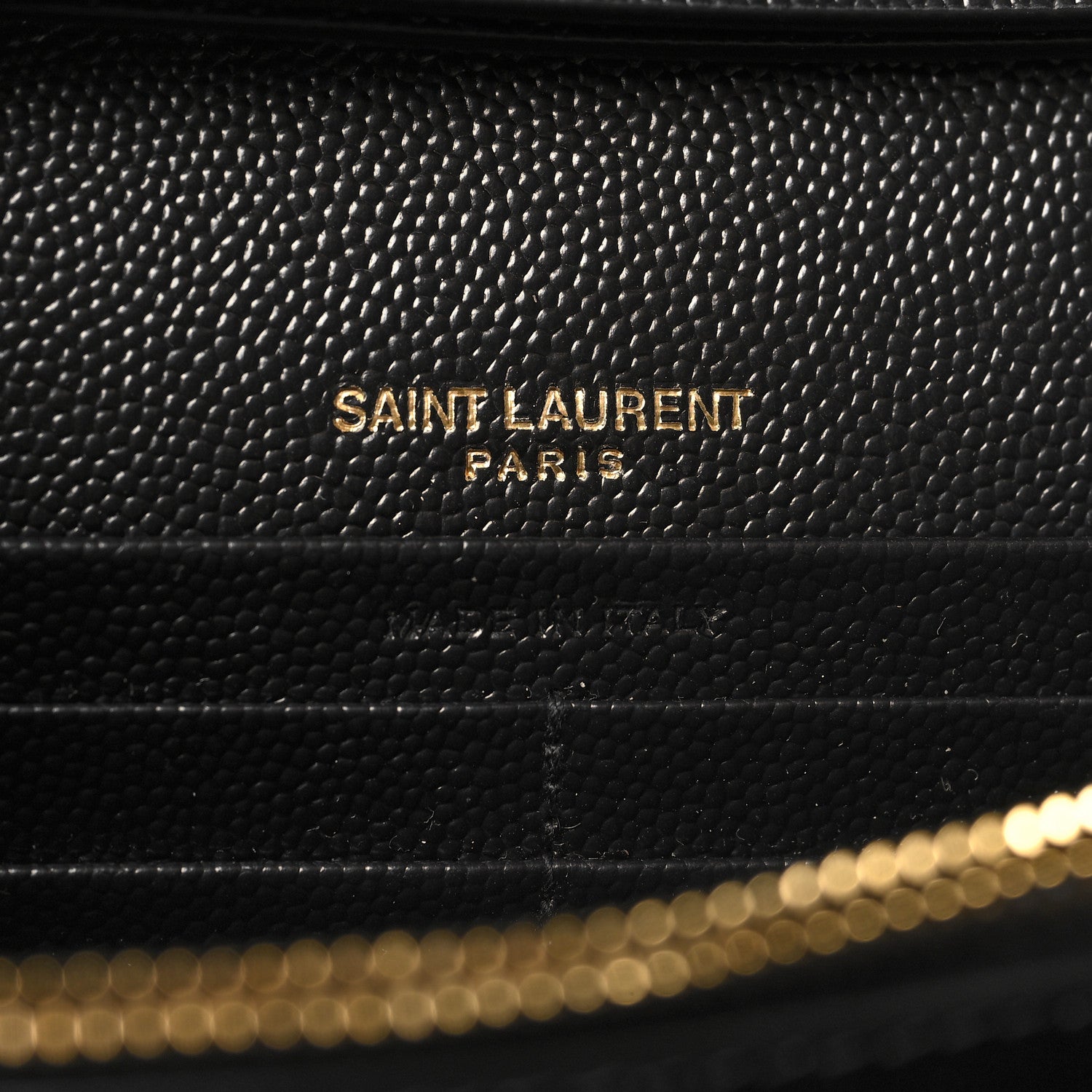 Saint Laurent Grain De Poudre Matelasse Chevron Monogram Chain Wallet Black 7 of 11