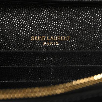 Saint Laurent Grain De Poudre Matelasse Chevron Monogram Chain Wallet Black 7 of 11