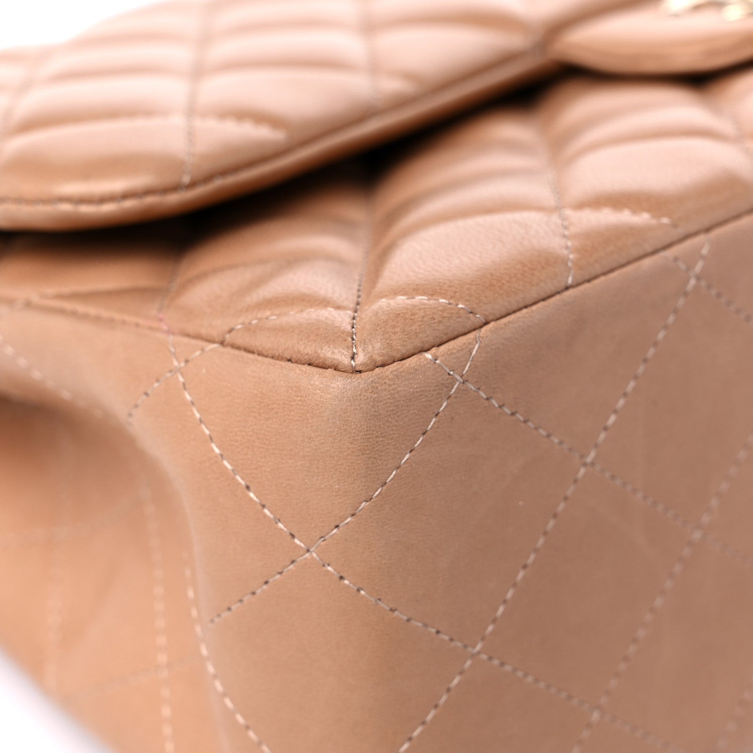 Chanel Lambskin Quilted Jumbo Double Flap Dark Beige 8 of 18
