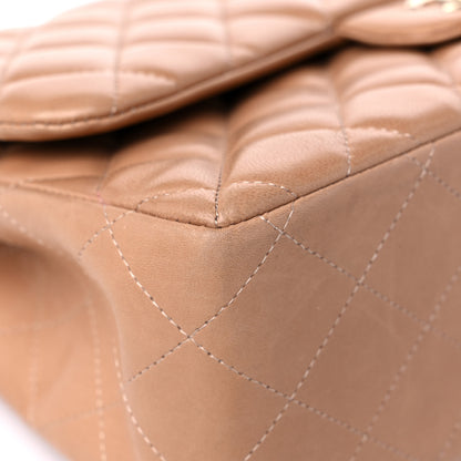 Chanel Lambskin Quilted Jumbo Double Flap Dark Beige 8 of 18