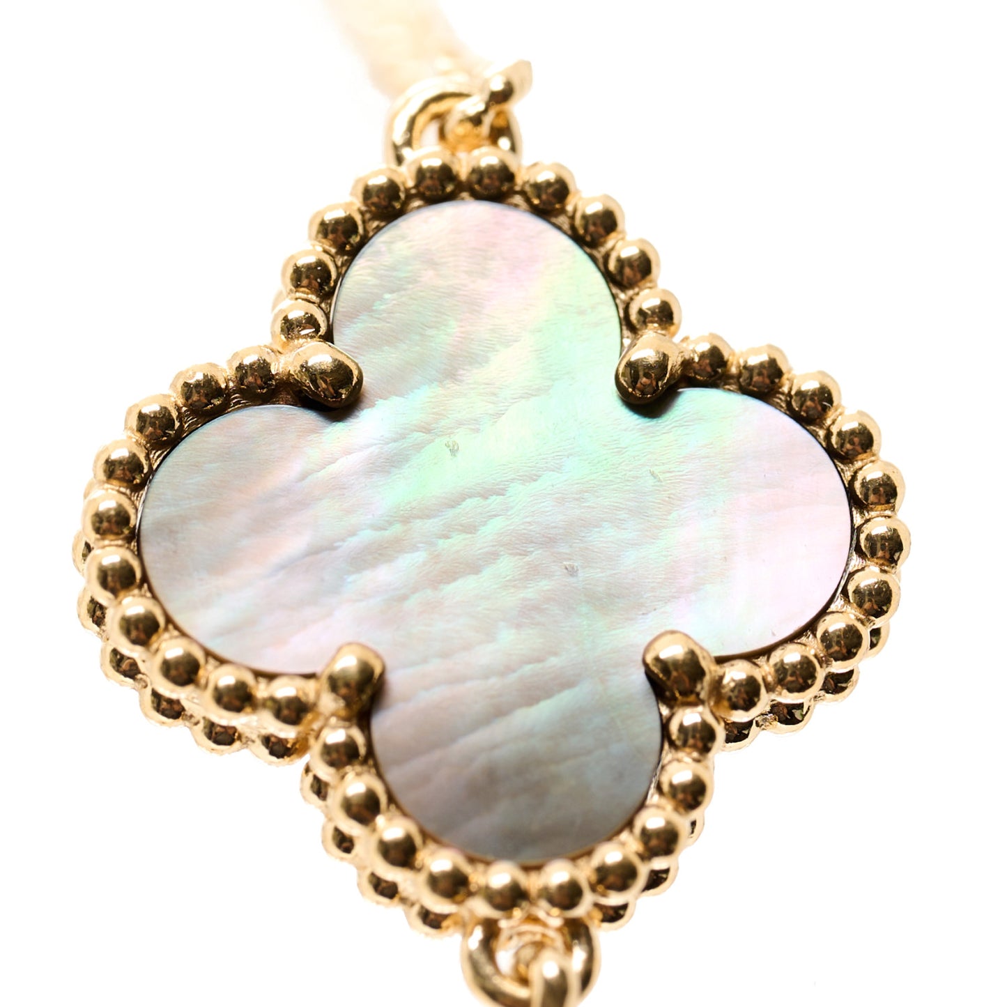 18K Yellow Gold Onyx Mother of Pearl 16 Motifs Magic Alhambra Necklace