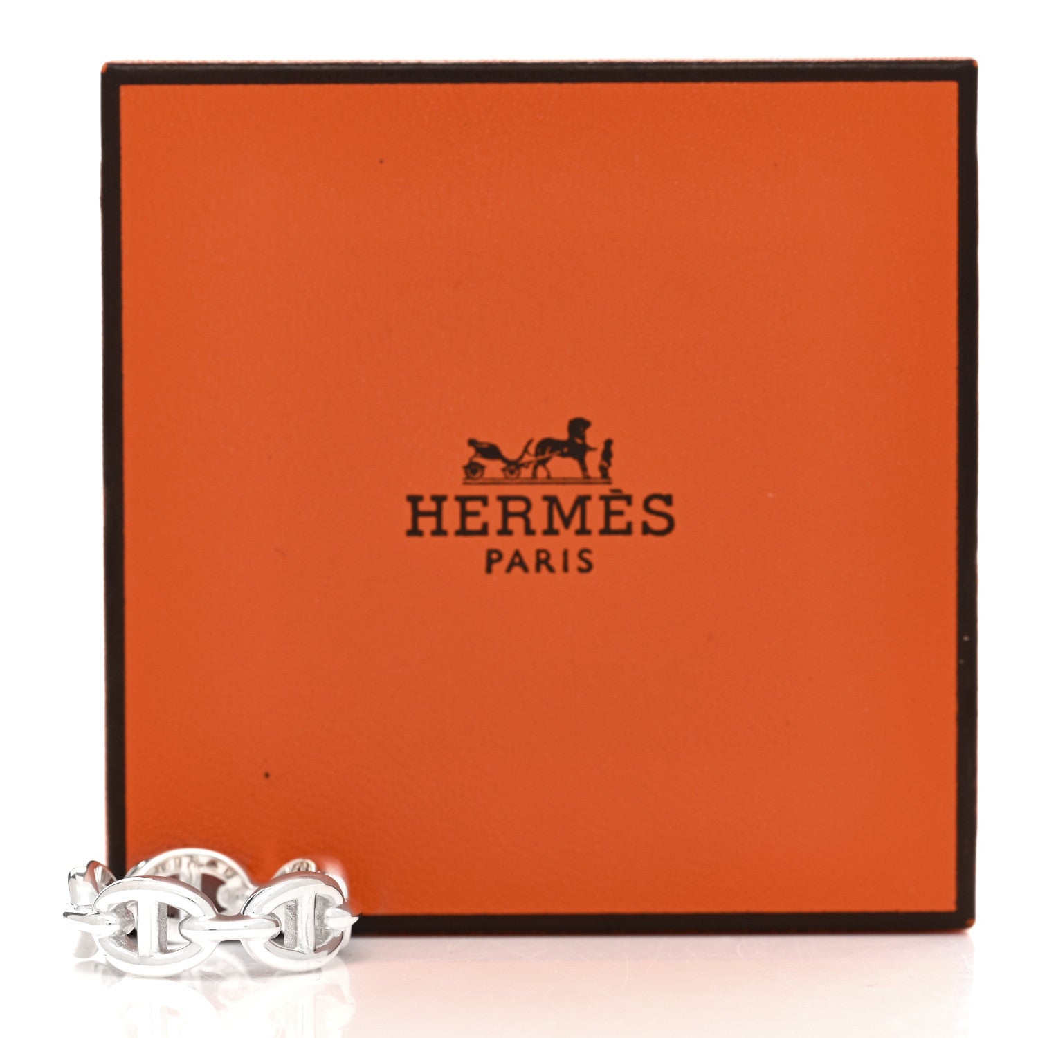 Hermes Sterling Silver PM Chaine d'Ancre Enchainee Band Ring 52 6 9 of 9