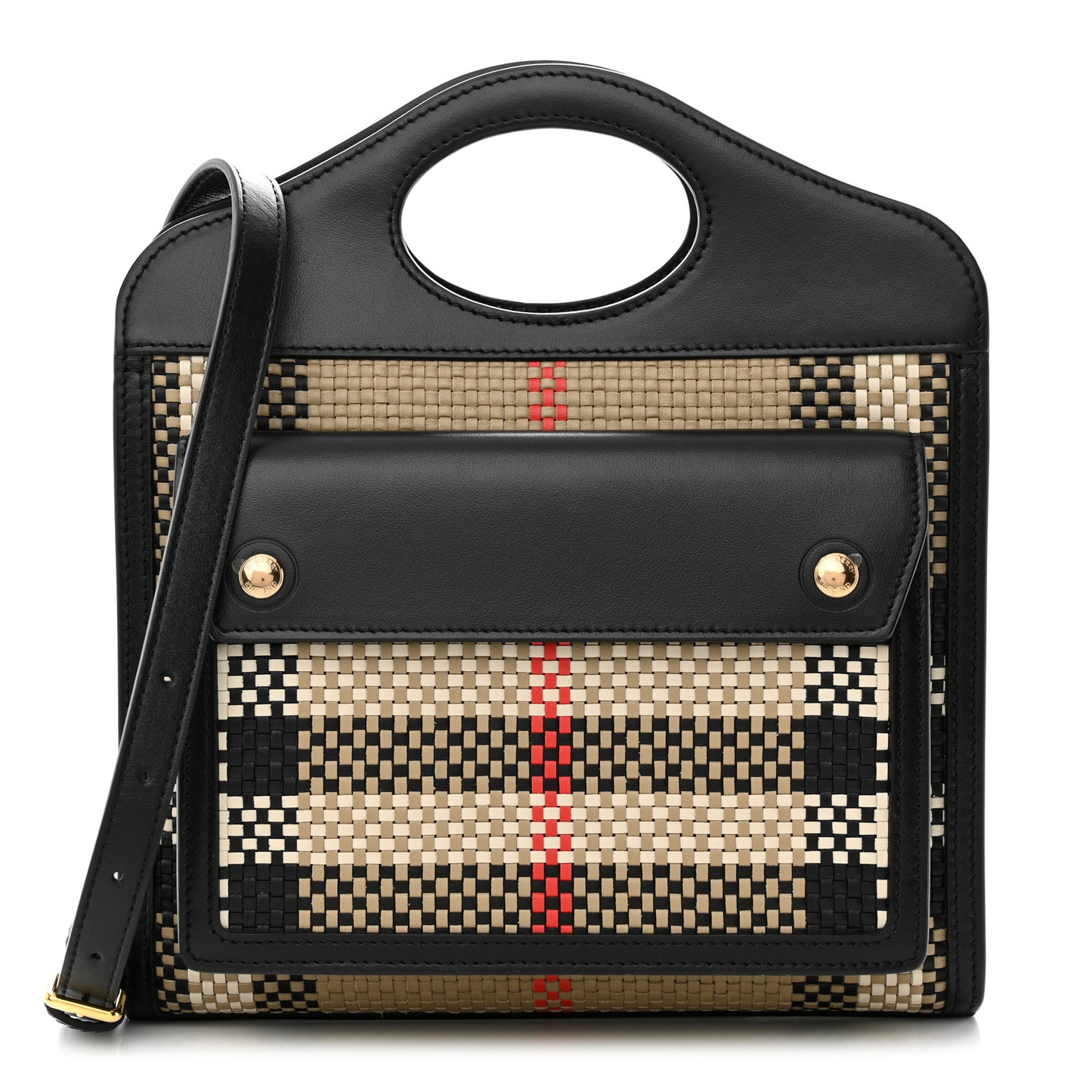 Calfskin Check Mini Pocket Bag Black