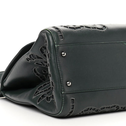 Dolce & Gabbana Lambskin Large Embroidered Laser Cut Miss Sicily Satchel Dark Green 7 of 13