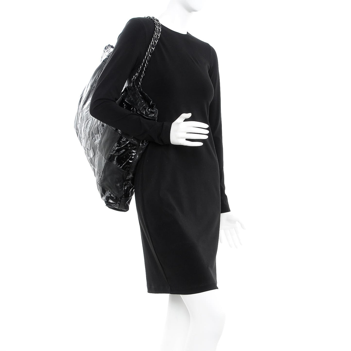 Patent Patchwork Large Brooklyn Tote Black